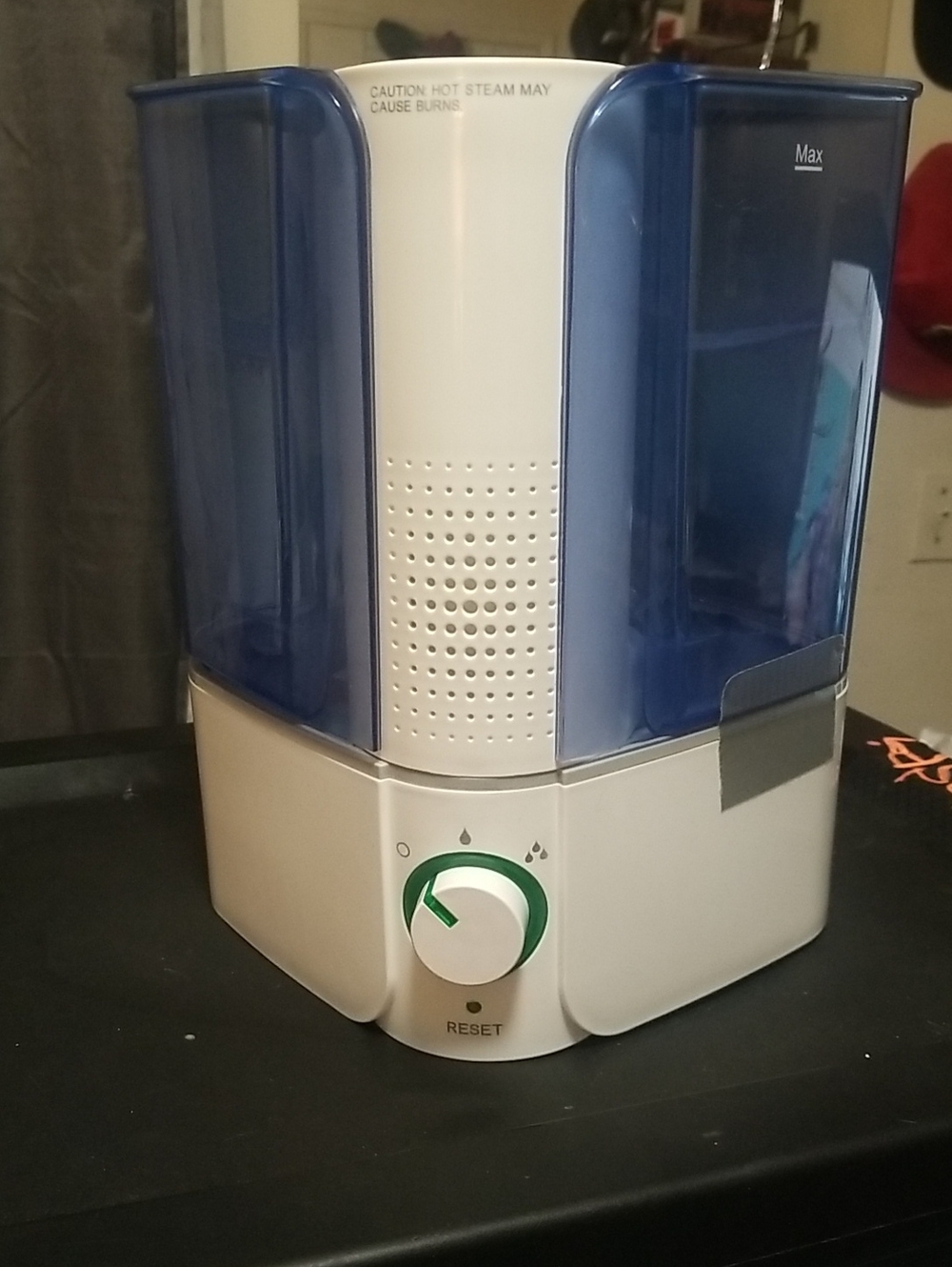 White and Blue Equate Warm Mist Humidifier - Portable Home Comfort